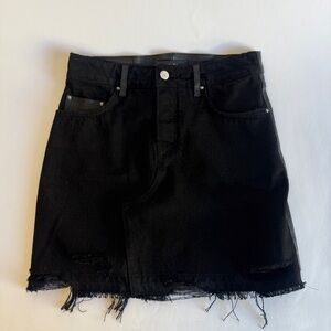 AMIRI Black Distressed Denim Mini Skirt
